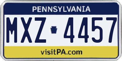 PA license plate MXZ4457