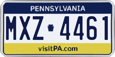 PA license plate MXZ4461