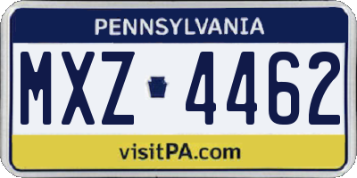 PA license plate MXZ4462