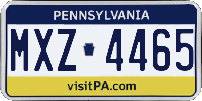 PA license plate MXZ4465