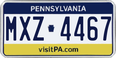 PA license plate MXZ4467