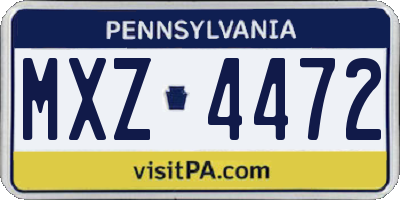 PA license plate MXZ4472