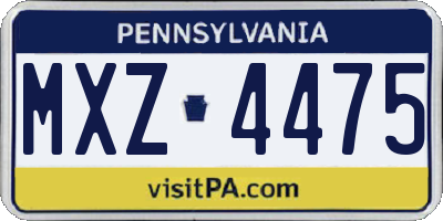 PA license plate MXZ4475
