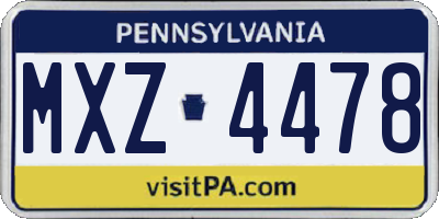 PA license plate MXZ4478