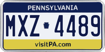 PA license plate MXZ4489