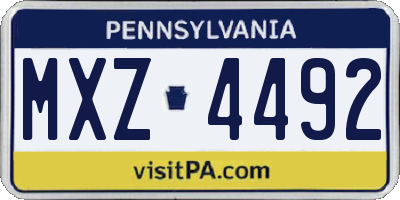 PA license plate MXZ4492