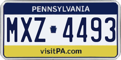 PA license plate MXZ4493