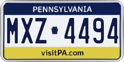PA license plate MXZ4494