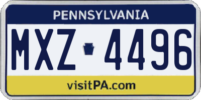 PA license plate MXZ4496