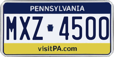 PA license plate MXZ4500