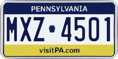 PA license plate MXZ4501