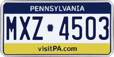 PA license plate MXZ4503