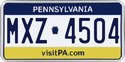 PA license plate MXZ4504