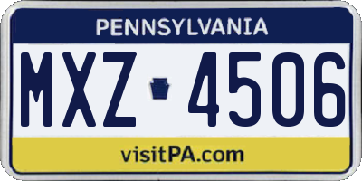 PA license plate MXZ4506