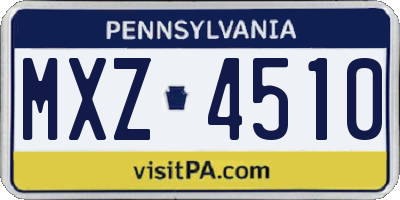 PA license plate MXZ4510