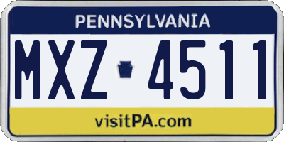 PA license plate MXZ4511