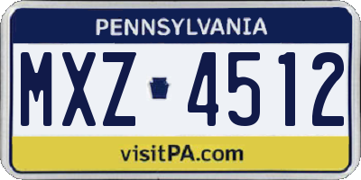 PA license plate MXZ4512