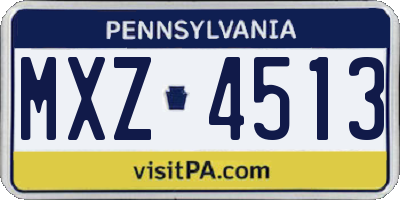 PA license plate MXZ4513