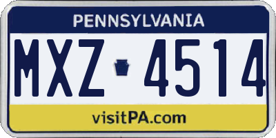 PA license plate MXZ4514