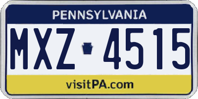 PA license plate MXZ4515