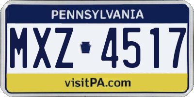 PA license plate MXZ4517