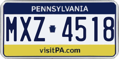 PA license plate MXZ4518