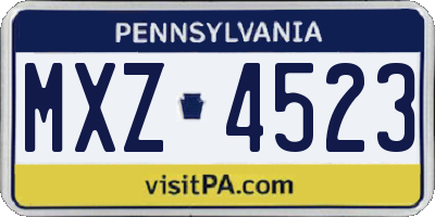 PA license plate MXZ4523