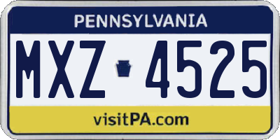 PA license plate MXZ4525