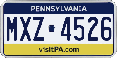 PA license plate MXZ4526