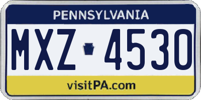 PA license plate MXZ4530