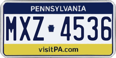 PA license plate MXZ4536