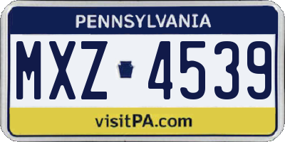 PA license plate MXZ4539