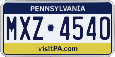 PA license plate MXZ4540