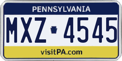 PA license plate MXZ4545
