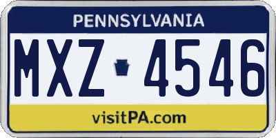 PA license plate MXZ4546