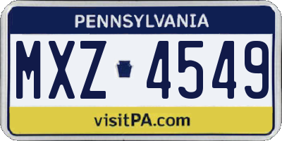 PA license plate MXZ4549