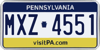 PA license plate MXZ4551