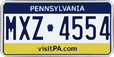 PA license plate MXZ4554