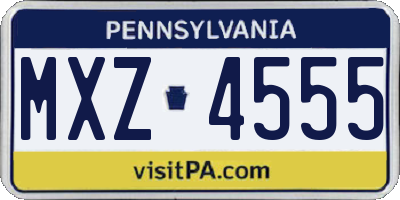 PA license plate MXZ4555