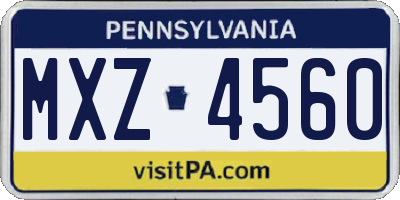 PA license plate MXZ4560