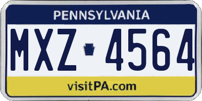 PA license plate MXZ4564