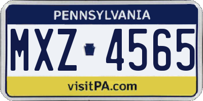 PA license plate MXZ4565