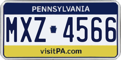 PA license plate MXZ4566