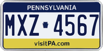 PA license plate MXZ4567