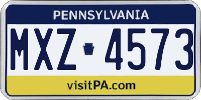 PA license plate MXZ4573