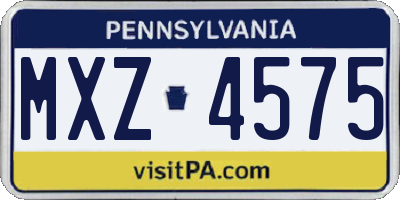 PA license plate MXZ4575