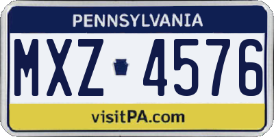 PA license plate MXZ4576