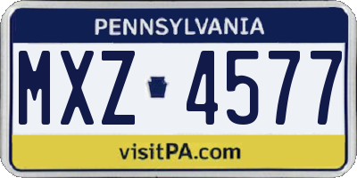 PA license plate MXZ4577
