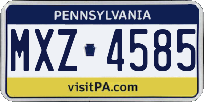 PA license plate MXZ4585