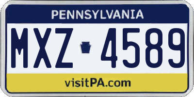 PA license plate MXZ4589